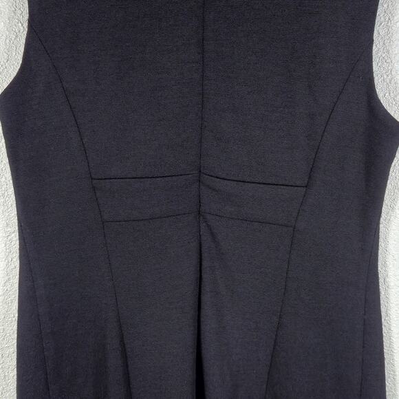 Milly Wool Dress Black Sleeveless Wool Size L Elegant Minimalism - Picture 6 of 10